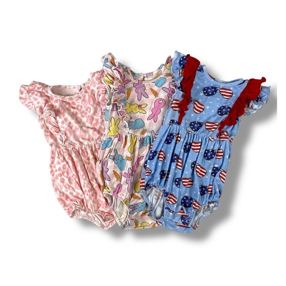 Caden Lane Other - LOT OF 3: CADEN LANE Girls Ruffle Bubble Outfits Size 12-18 Months Bamboo Snap